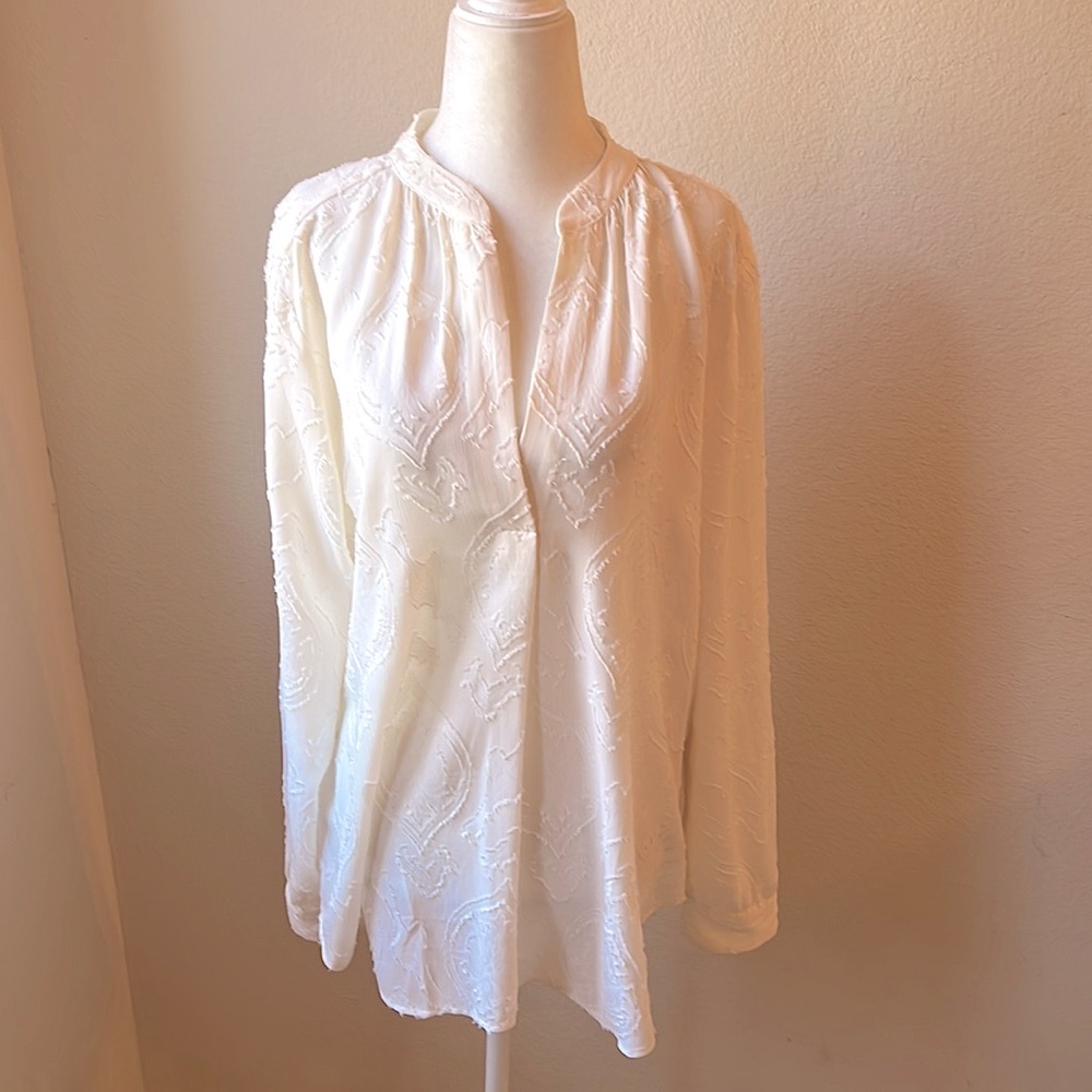 Loft Cream on Cream Patterned Tunic